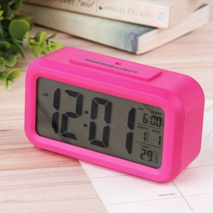 Ceas digital LED, cu alarma, termometru si calendar, amanare alarma, senzor iluminare, baterie 3 x AAA, 137 x 80 x 48 mm, rosu [2]