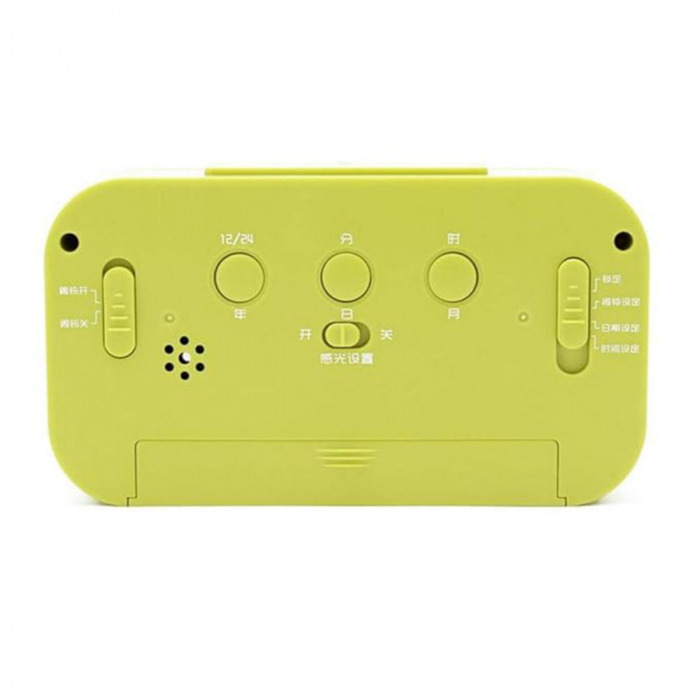 Ceas digital LED, cu alarma, termometru si calendar, amanare alarma, senzor iluminare, baterie 3 x AAA, 137 x 80 x 48 mm, verde [4]
