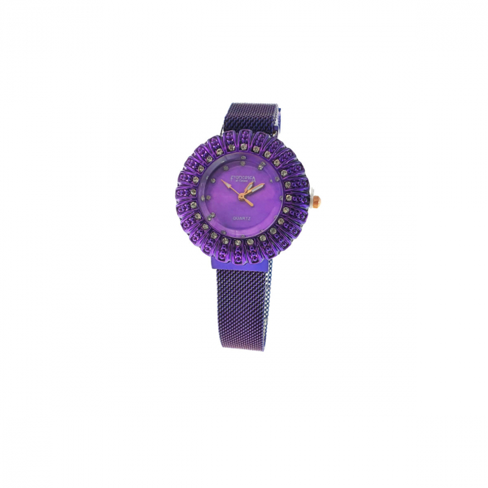 Ceas Francesca di Geneva F03-209, afisaj analog cu cristale, carcasa 35 x 8mm, curea magnetica latime 16mm, violet [6]