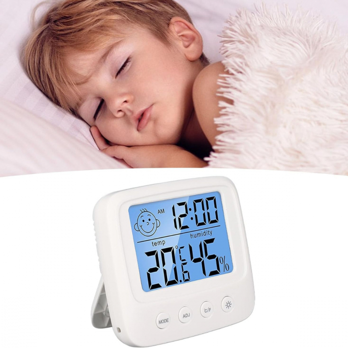 Ceas multifunctional cu termometru si higrometru, CX-0828S, afisaj digital cu iluminare, alarma, 86 x 78 x 23 mm, indicator de confort [5]