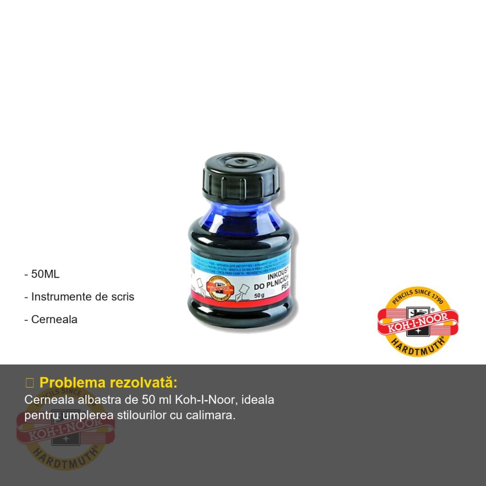 Cerneala albastra la calimara Koh-I-Noor, 50 ml, pentru stilou [2]