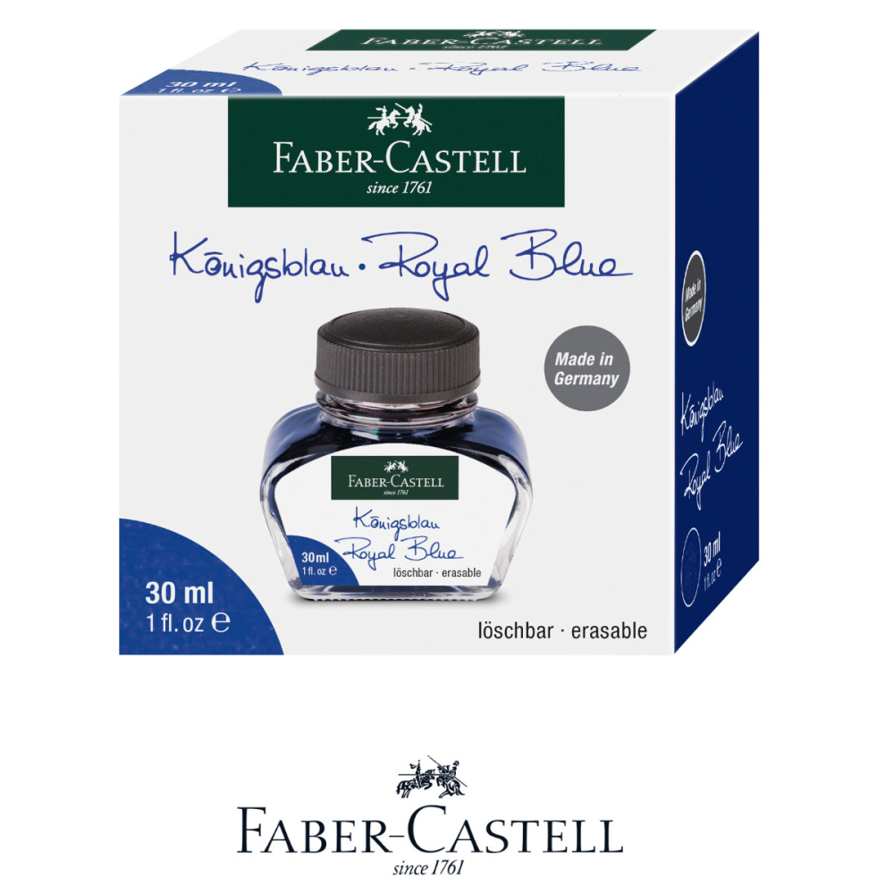 Cerneala Albastra Royal pentru Stilou, Care Poate fi Stearsa si Spalata, 30 ml, Faber-Castell, pentru Scoala si Birou [4]