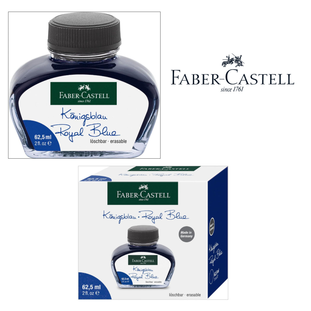 Cerneala pentru Stilou, Albastra, Care Poate fi Stearsa, 62.5 ml, Faber-Castell, pentru Scris Academic si Notite, Formula Rezistenta la Decolorare [3]