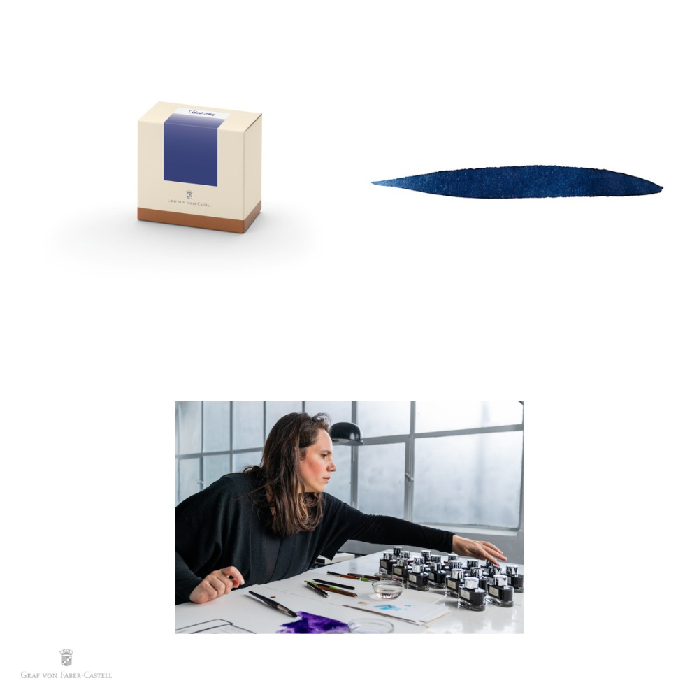 Cerneala pentru stilou Cobalt Blue, Graf von Faber Castell, calimara 75 ml, rezistenta la lumina [4]