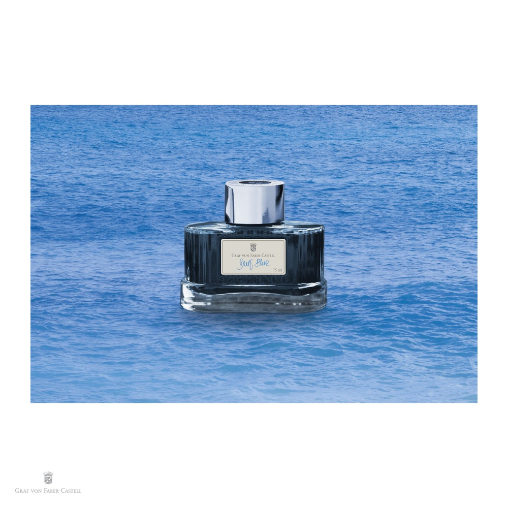Cerneala pentru stilou Gulf Blue, Graf von Faber Castell, calimara 75 ml, rezistenta la lumina [4]
