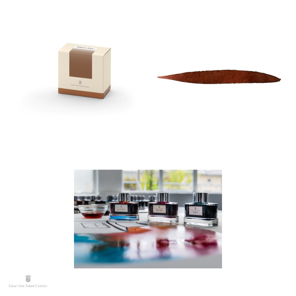 Cerneala pentru stilou Hazelnut Brown, Graf von Faber Castell, calimara 75 ml, rezistenta la lumina [4]