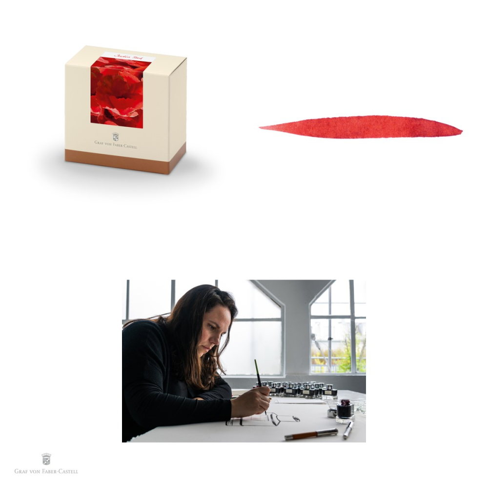 Cerneala pentru stilou India Red, Graf von Faber Castell, calimara 75 ml, rezistenta la lumina [4]