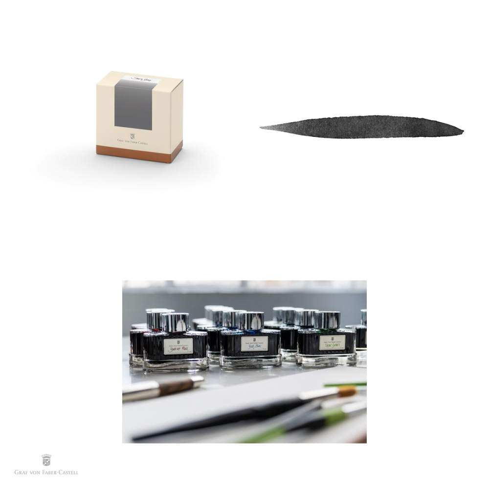 Cerneala pentru stilou Stone Grey, Graf von Faber Castell, calimara 75 ml, rezistenta la lumina [4]