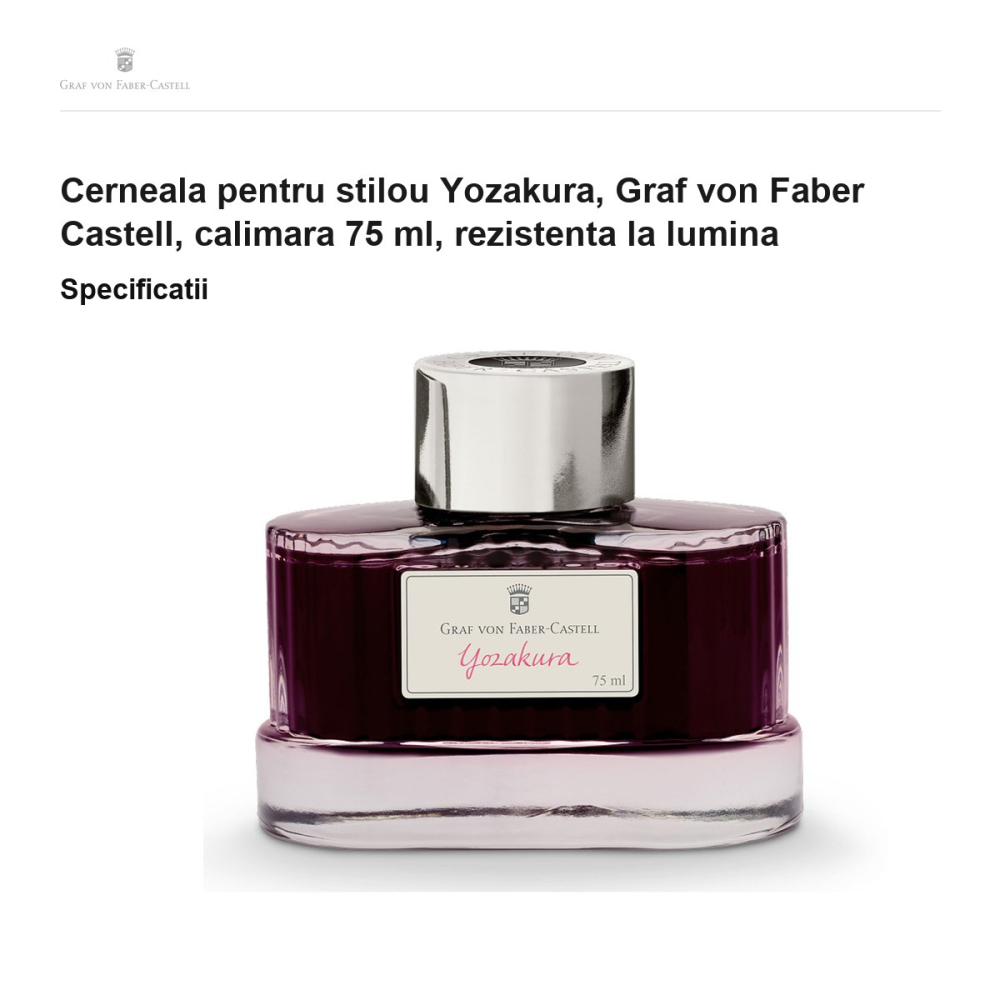 Cerneala pentru stilou Yozakura, Graf von Faber Castell, calimara 75 ml, rezistenta la lumina [3]