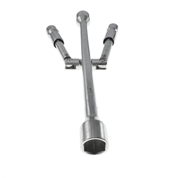Cheie cruce pentru roti auto, capete hexagonale tubulare de 17, 19, 21, 23 mm, 2 brate pliabile, lungime 375 mm [5]