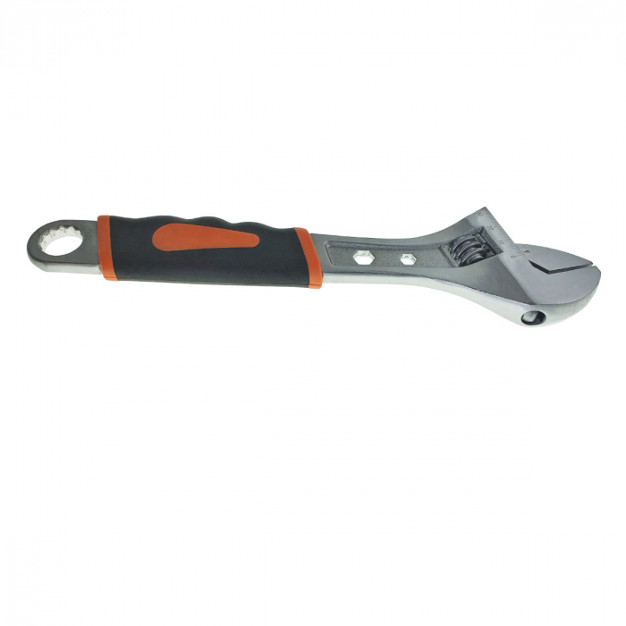 Cheie reglabila 260mm, cu scala 30mm , cu 2 chei fixe de 5.5 si 10mm si cheie inelara dreapta de 18mm, cu maner izolat [3]