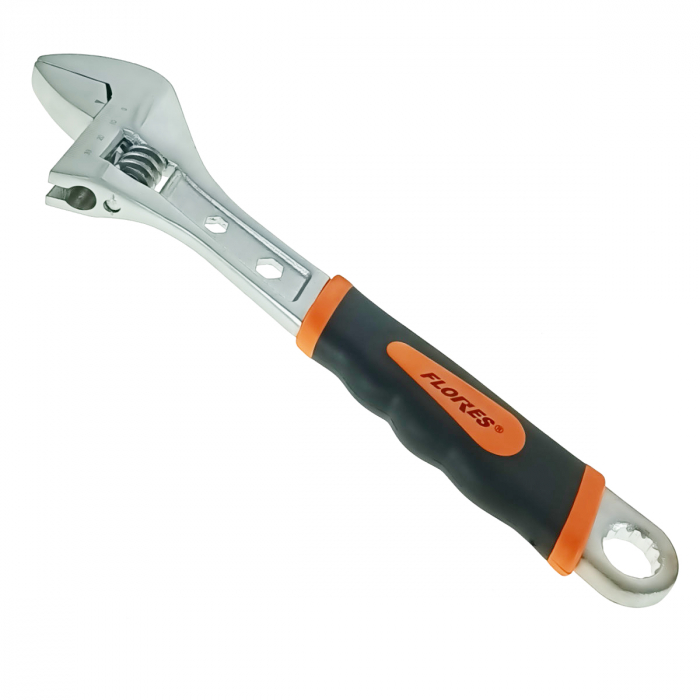Cheie reglabila cu maner izolat, 12 inch-310mm, deschidere de 35mm, Flores 10170, cu 2 chei fixe de 5.5 si 10mm si cheie inelara dreapta de 18mm, neagra [5]