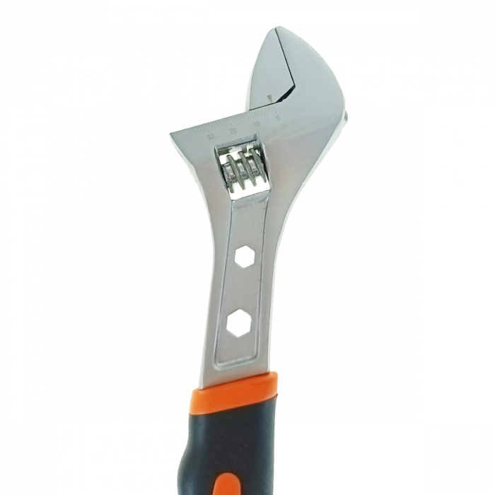 Cheie reglabila cu maner izolat, 12 inch-310mm, deschidere de 35mm, Flores 10170, cu 2 chei fixe de 5.5 si 10mm si cheie inelara dreapta de 18mm, neagra [2]