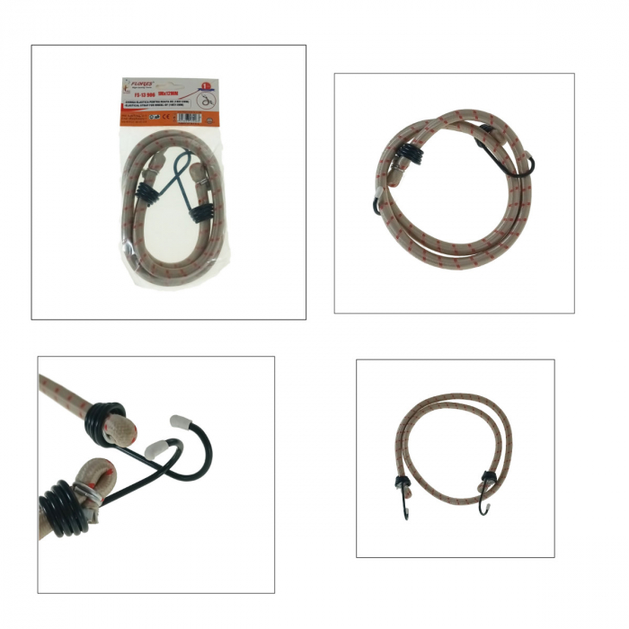 Chinga elastica FS-13906, 12mm X 100cm, pentru ancorare si fixare, uz general, bej [4]