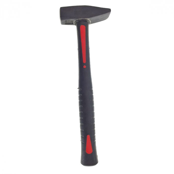 Ciocan 1000g, cu maner 335x38x30mm, din fibra, izolat, anti-alunecare, negru cu rosu [4]