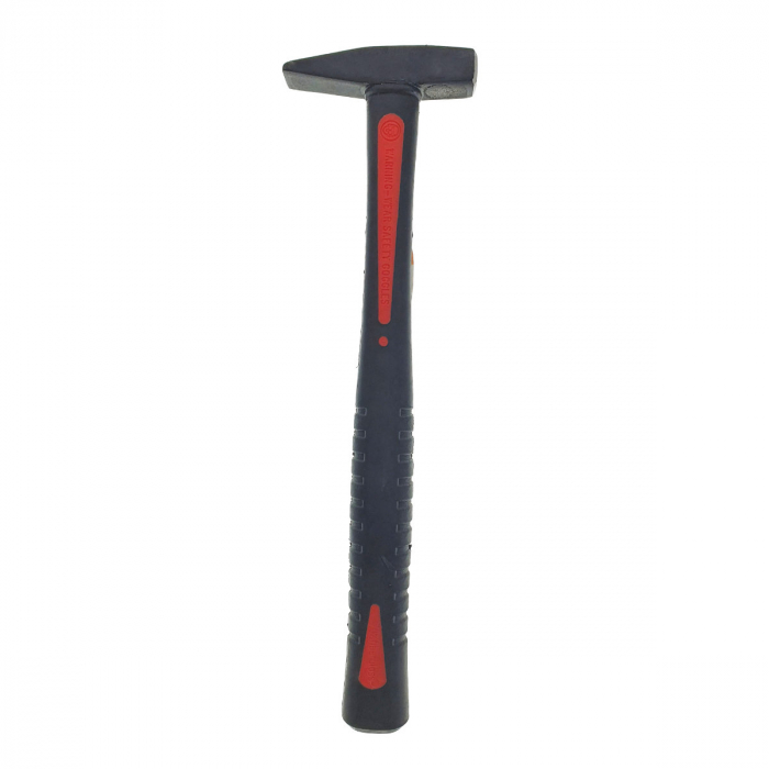 Ciocan 200g, cu maner 286x30x23mm, din fibra, izolat, anti-alunecare, negru cu rosu [4]