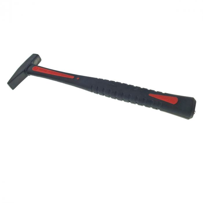Ciocan 200g, cu maner 286x30x23mm, din fibra, izolat, anti-alunecare, negru cu rosu [2]