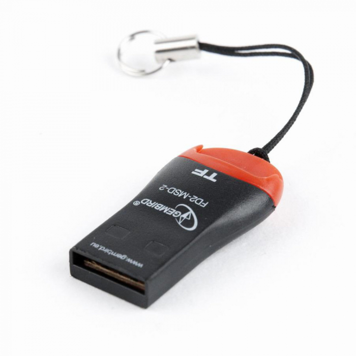 Cititor card microSD, Gembird, interfata USB 2.0, transfer maxim 25 MBps, negru cu rosu [3]