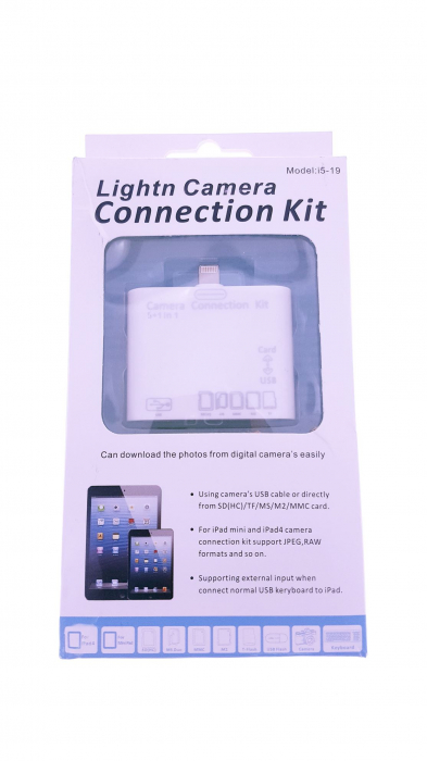 Cititor Carduri 3 in 1 pt. ipad mini  special pentru transfer de poze , portul USB suporta tastatura externa [5]
