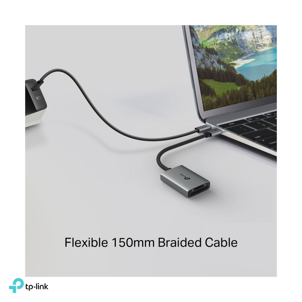Cititor de carduri SD si microSD TP-Link UA430C, USB 3.0 Type-C, UHS-I pana la 200 MB/s, carcasa din aluminiu, cablu impletit, gri, UA430C [6]