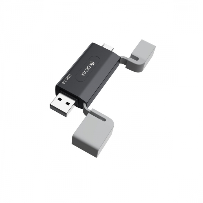 Cititor USB 2.0 de carduri de memorie microSD si SD cu conectare USB-C si USB, citeste date pana la 2TB, cu capace din silicon [3]
