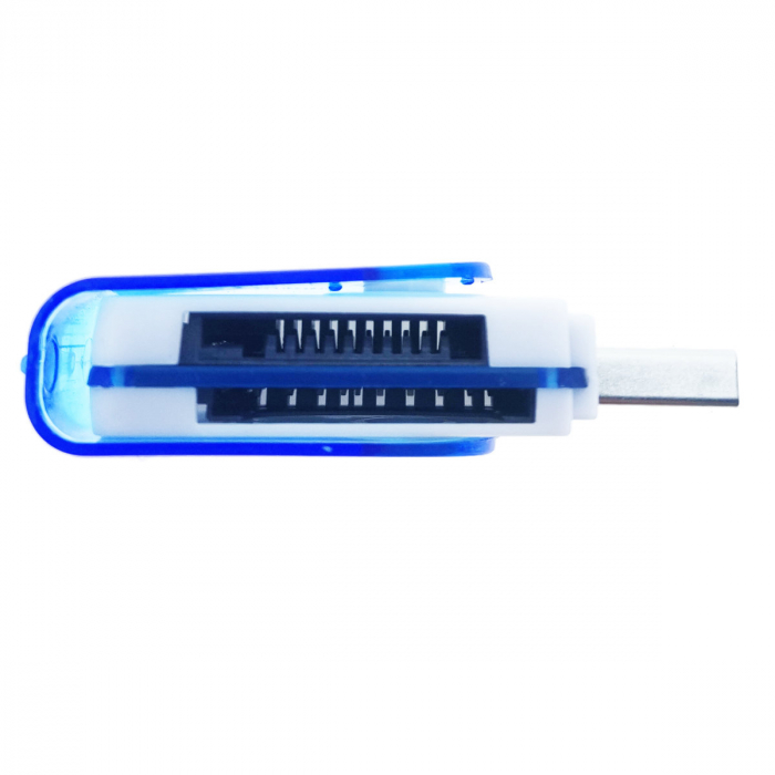 Cititor USB 2.0 pentru carduri de memorie MicroSD, SDHC, M2, MMC, cu capac rotativ, albastru [3]