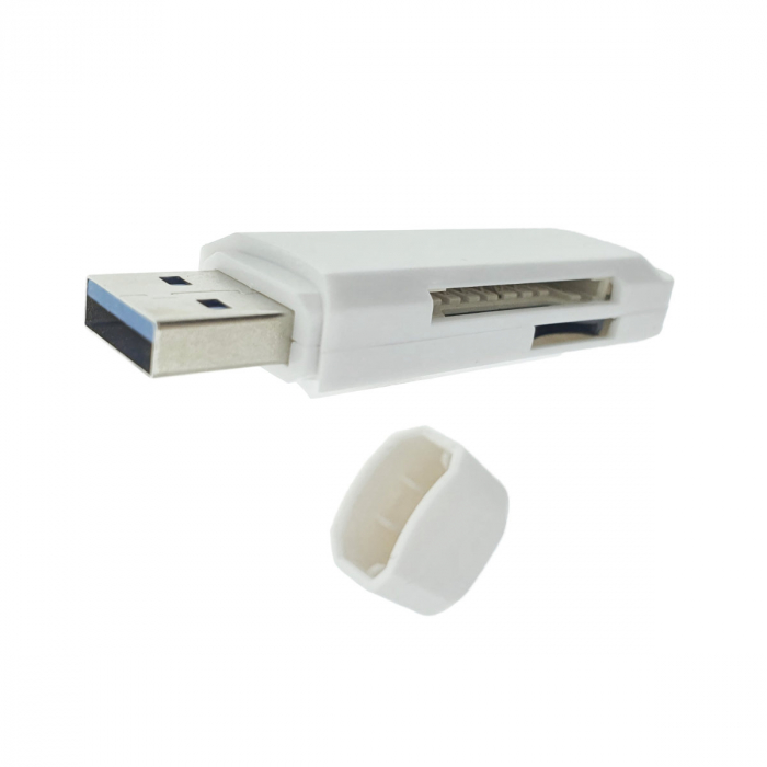 Cititor USB 3.0 pentru carduri SDXC si microSDXC , scriere, stocare si transfer date, cu capac, alb [3]