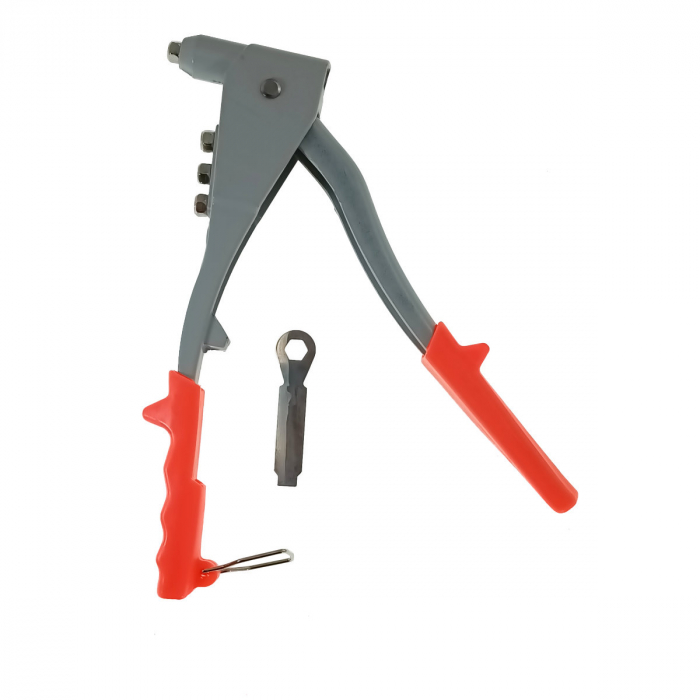 Cleste capsator pop nituri profesional, 10139, 4 capete interschimbabile, manere izolate, negru cu rosu [2]