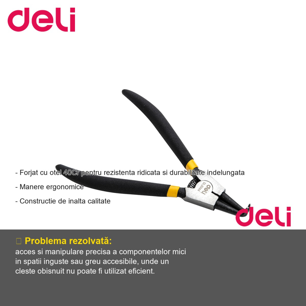 Cleste cu varf subtire curbat Deli DL0344, otel 40Cr, 7 inch, pentru lucrari de precizie [2]