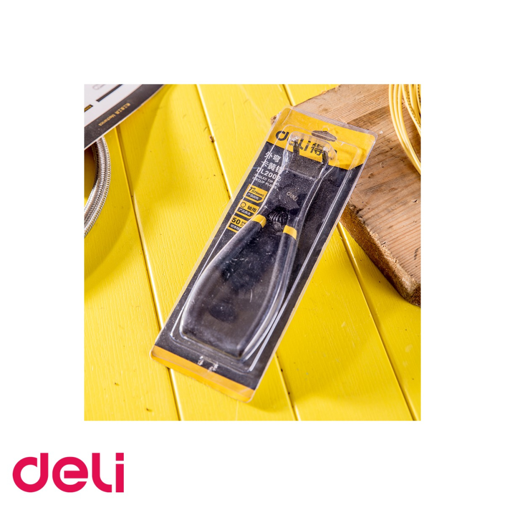 Cleste cu varf subtire curbat Deli DL20024, 7 inch, otel Cr-V, finisaj negru antirugina, pentru electricieni si mecanici [4]