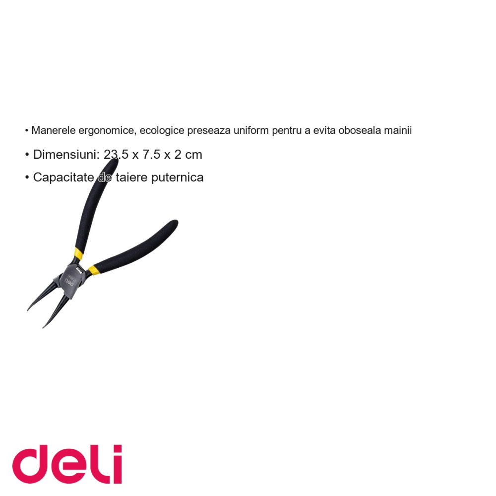 Cleste cu varf subtire pentru precizie Deli DL0341, 7 inch, otel carbon forjat, pentru lucru de fineţe [3]