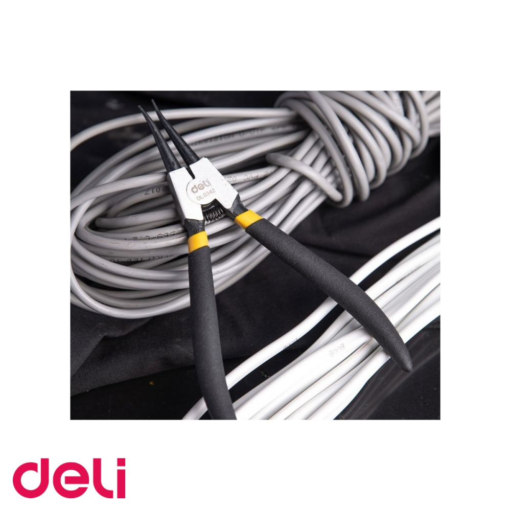 Cleste cu varf subtire pentru precizie Deli DL0342, 7 inch, finisaj negru, pentru lucrari fine si tehnice [5]