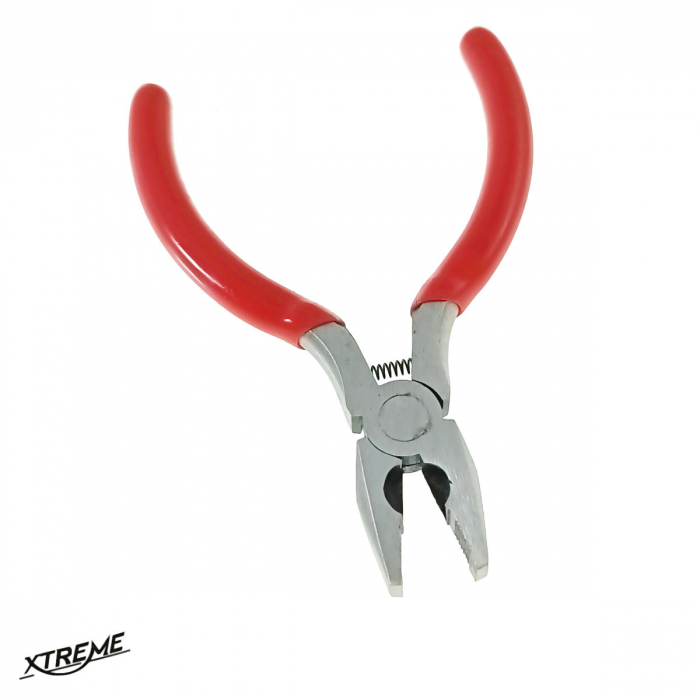 Cleste de precizie, cu arc, Xtreme 00546, 130mm, suprafata prindere zimtata, rosu [2]