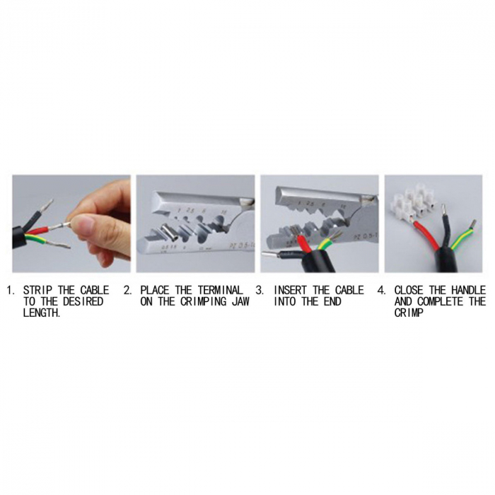 Cleste de sertizare, lungime 220mm, pentru conectori electrici PZ 0.5 - 16mm2 , cu maner izolat [4]