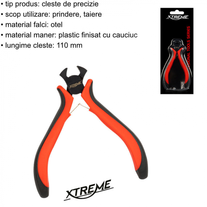 Cleste de taiere frontala, de precizie, cu arc, universal Xtreme HY-21T 00568, 110mm, rosu cu negru [6]