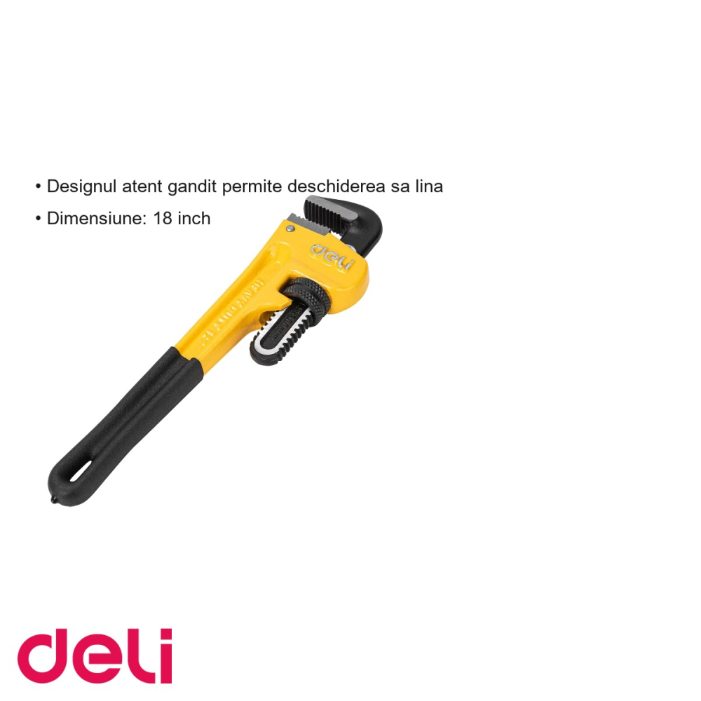 Cleste pentru tevi cu blocare Deli, 18 inch, aliaj otel Cr-Mo, pentru constructii si instalatii sanitare [3]