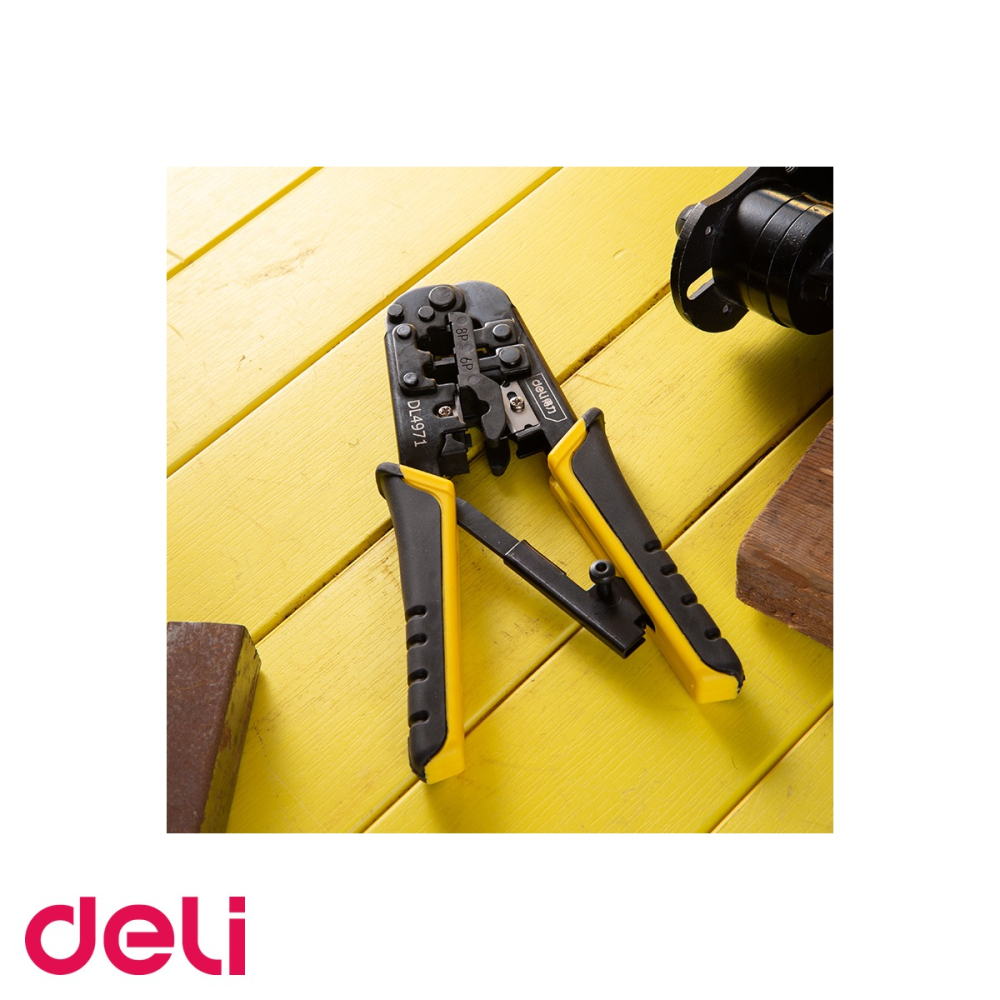 Cleste sertizare cabluri retea Deli, 2 in 1 sertizator mufe 4/6/8P si cutter, otel forjat carbon [4]