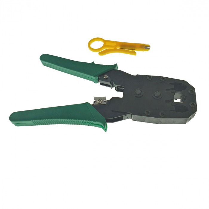 Cleste sertizare mufe RJ45 8p8c , RJ12 6p6c , RJ 11 4p4c , cu cutter fire, pentru cablare internet si telefon [4]