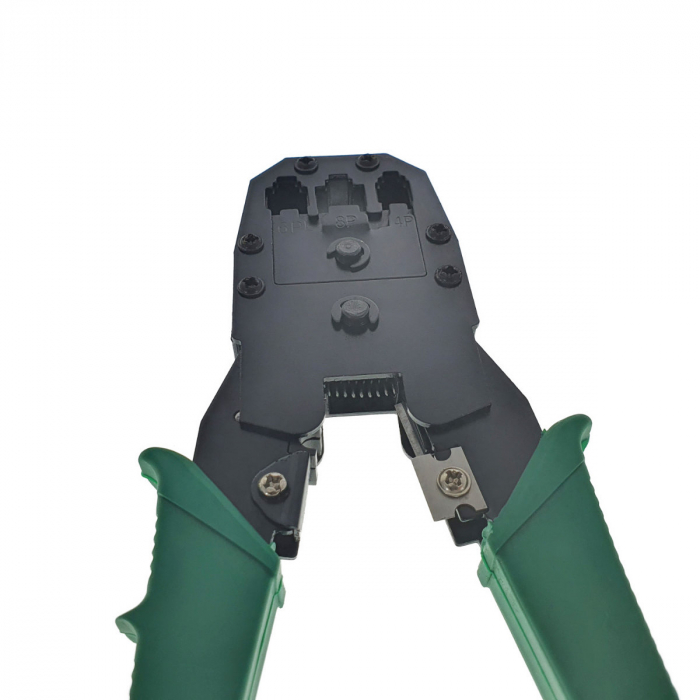 Cleste sertizare mufe RJ45 8p8c , RJ12 6p6c , RJ 11 4p4c , cu cutter fire, pentru cablare internet si telefon [5]