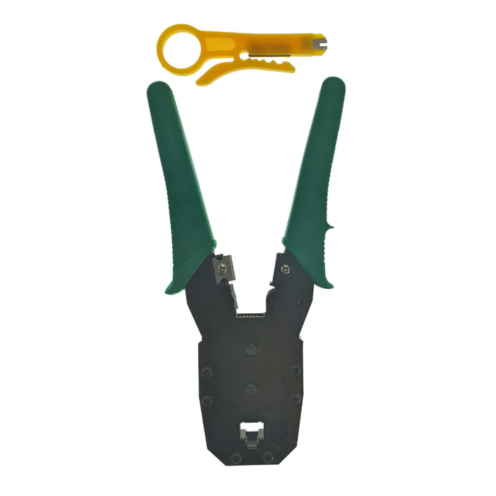 Cleste sertizare mufe RJ45 8p8c , RJ12 6p6c , RJ 11 4p4c , cu cutter fire, pentru cablare internet si telefon [2]