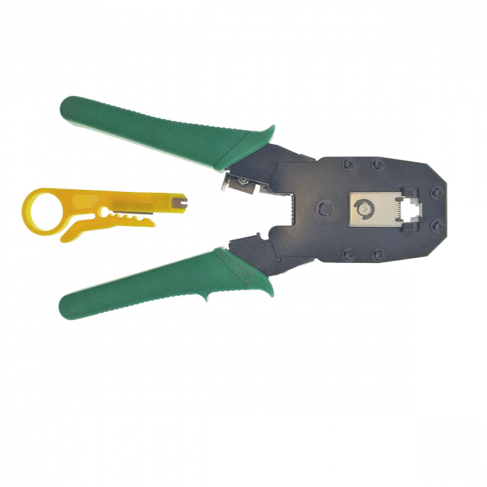 Cleste sertizare pentru mufe RJ45 8p8c, RJ12 6p6c, RJ 11 4p4c, cablare internet si telefon si cutter fire [2]