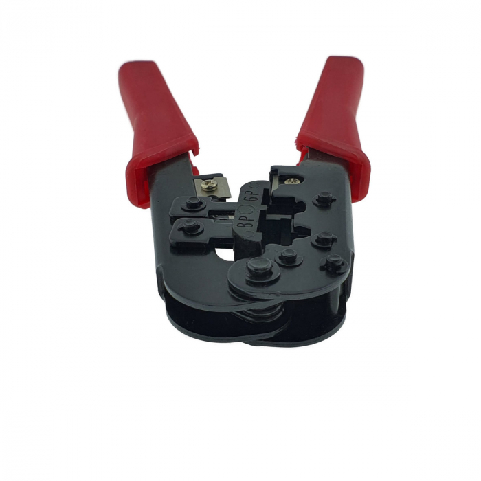 Cleste sertizat, mufat universal, HT-568, pentru mufe RJ45, RJ12, RJ11, rosu cu negru [1]