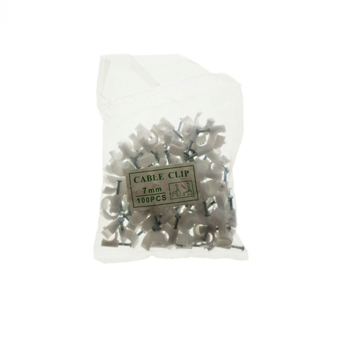 Clip pentru cabluri,7mm, organizare si ghidaj, alb, set 100 buc [4]