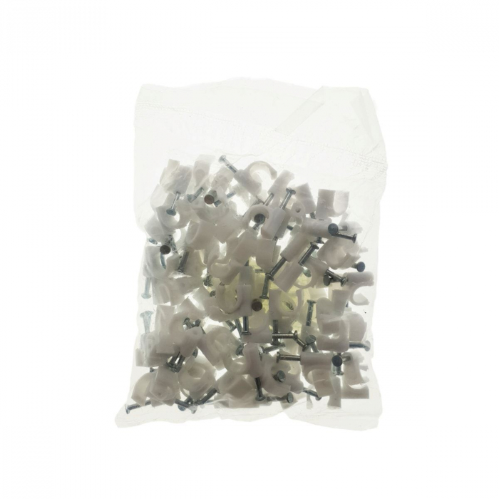 Clip pentru cabluri,7mm, organizare si ghidaj, alb, set 100 buc [5]