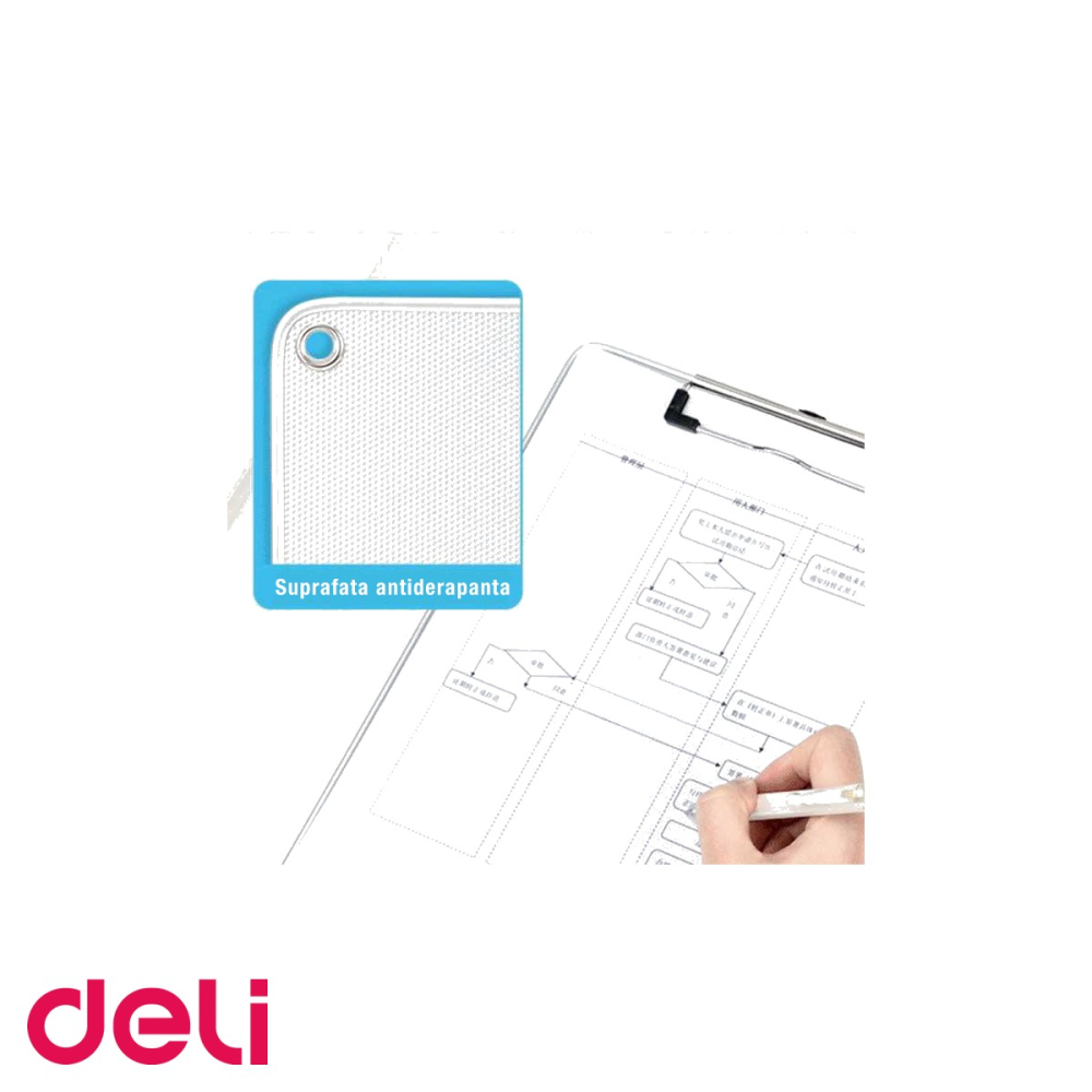Clipboard Deli 64504 format A4 cu clema metalica si rigla laterala, suport ferm pentru scris si organizare documente [4]