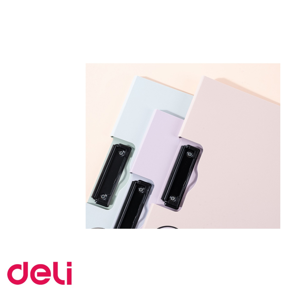 Clipboard dublu Deli Macarons, format A4, din PP foam cu clips metalic, culori pastelate [5]