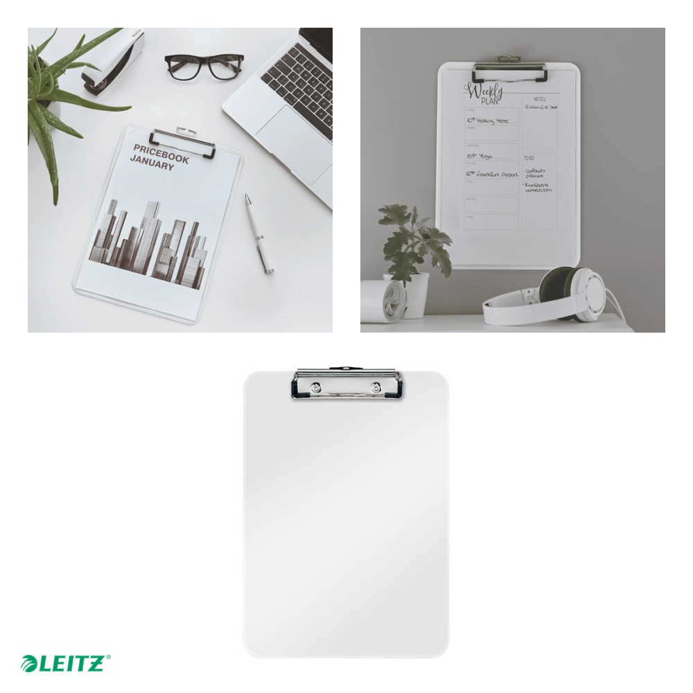 Clipboard Leitz WOW, simplu, PS, A4, capacitate 100 coli, alb [4]