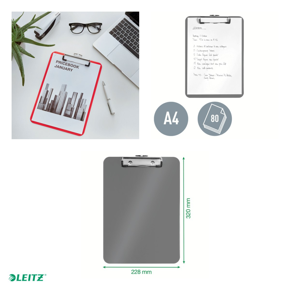 Clipboard Leitz WOW, simplu, PS, A4, capacitate 100 coli, rosu [5]