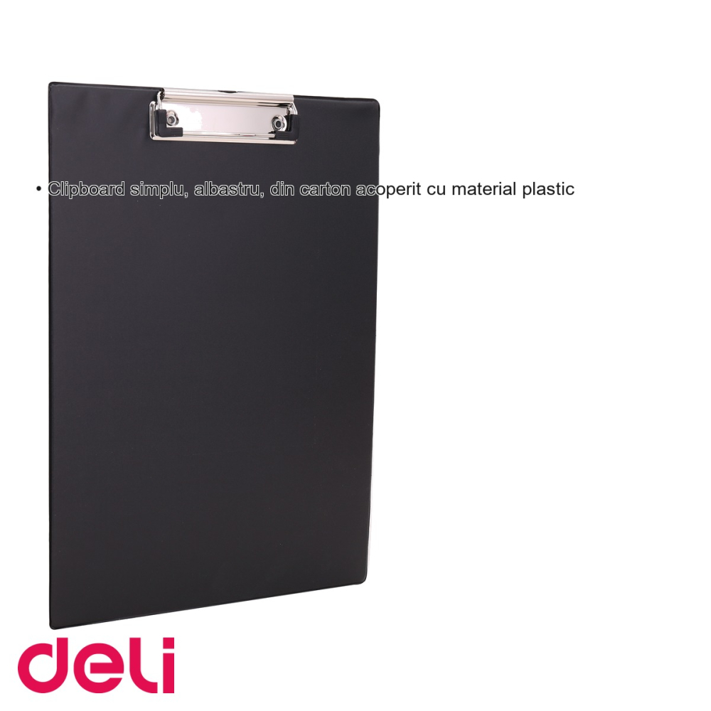 Clipboard simplu Deli, format A4, suprafata rigida din carton plastifiat, negru, pentru birou si teren [3]