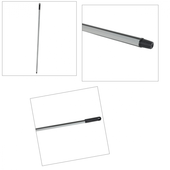 Coada metalica pentru matura sau mop, lungime 122 cm, diametru 21mm, cu filet si maner din plastic, argintie [2]